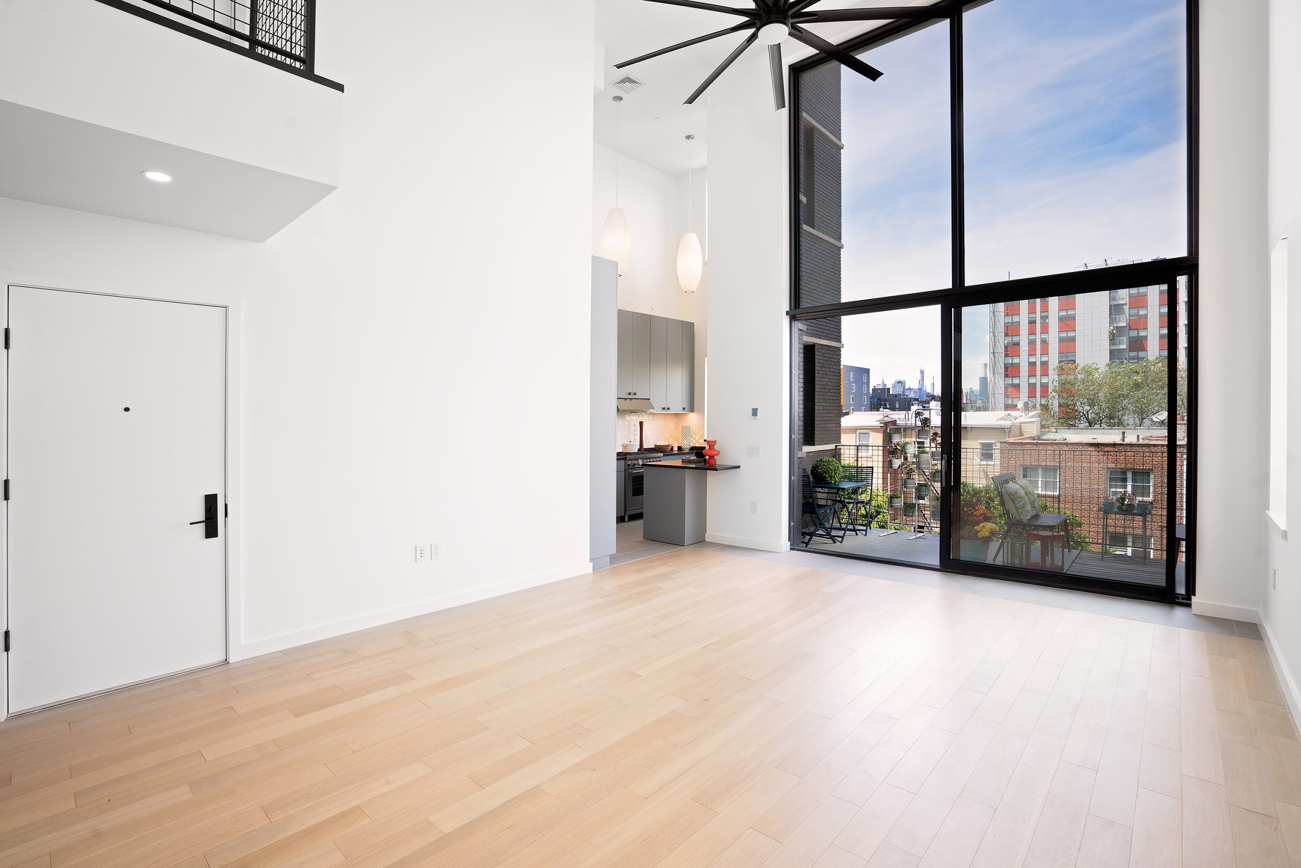 living room facing balcony